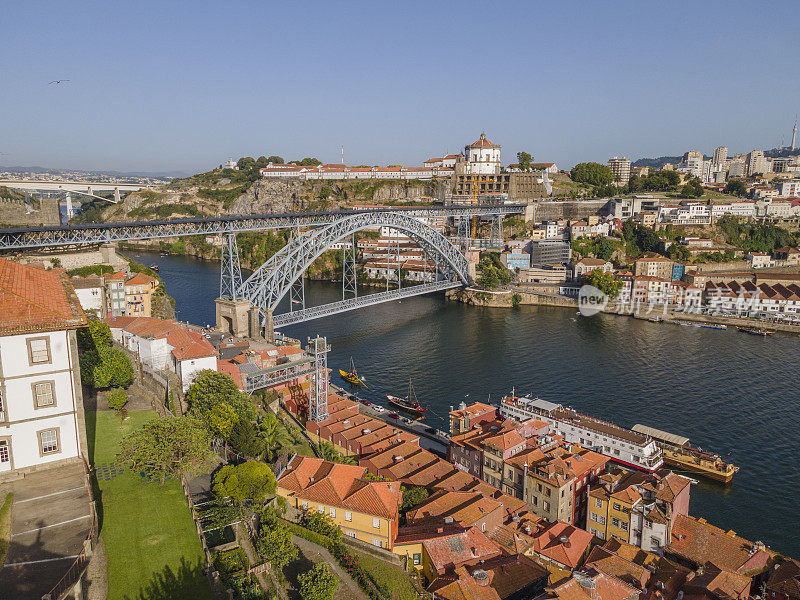 Porto和Nova de Gaia河滨地区的全景与Ponte Luis l